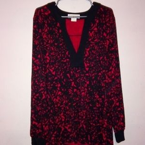 Michael Kors XL women's red and black blouse
